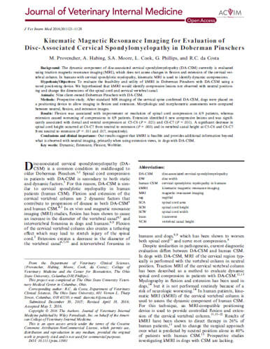 Kinematic magnetic resonance imaging for evaluation of disc-associated cervical spondylomyelopathy in Doberman Pinschers