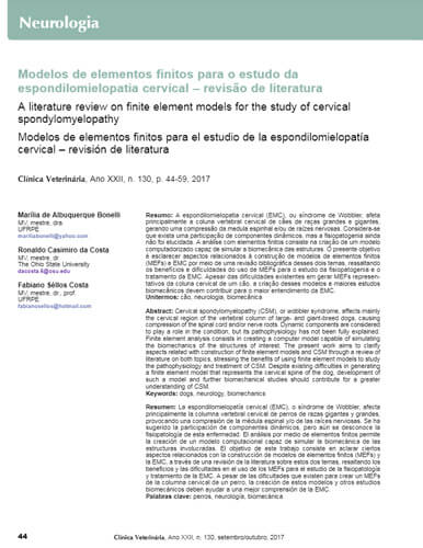 Modelos de elementos finitos para o estudo de espondilomielopatia cervical
