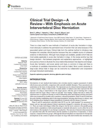 Clinical Trial Design - A Review - With Emphasis on Acute Intervertebral Disc Herniation